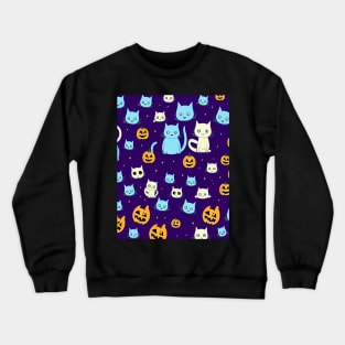 cat halloween pumpkins cut Crewneck Sweatshirt